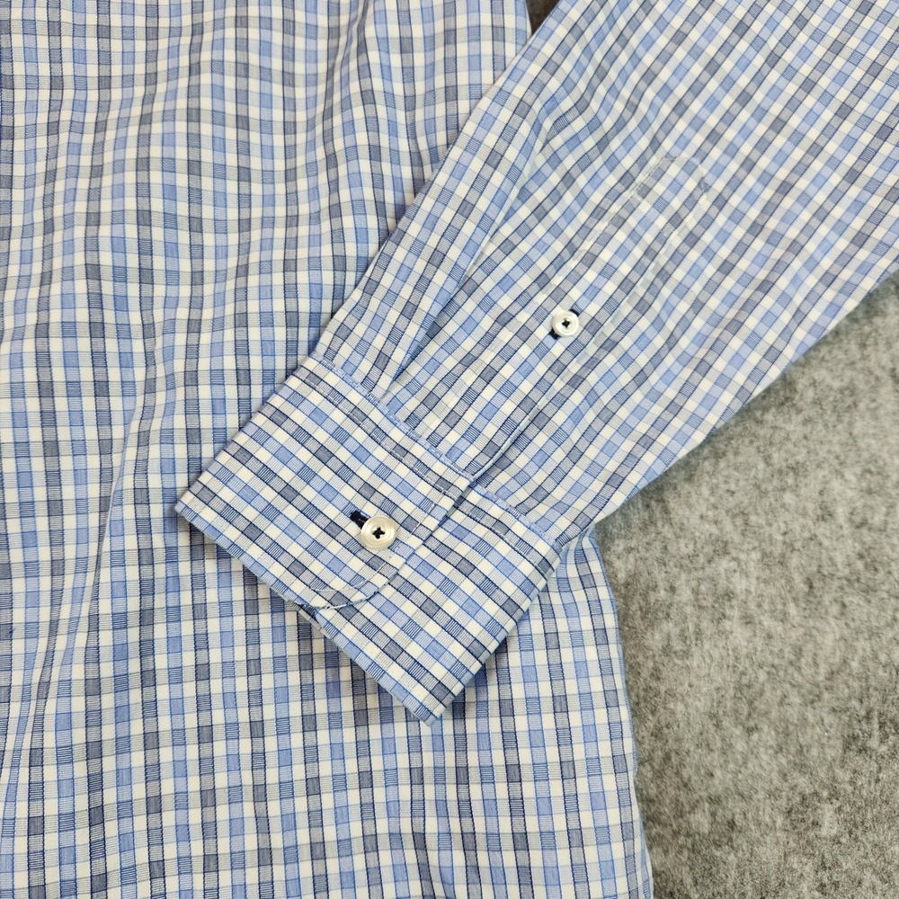 UNTUCKit Durif WF Button Down‎ Shirt Men L Blue Gingham Wrinkle Free Casual - Picture 4 of 11
